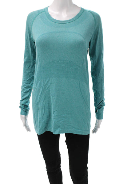 Lululemon Womens Pullover Long Sleeve Crewneck Green Geometric PolyBlend Size S