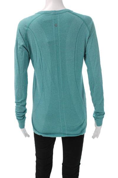 Lululemon Womens Pullover Long Sleeve Crewneck Green Geometric PolyBlend Size S