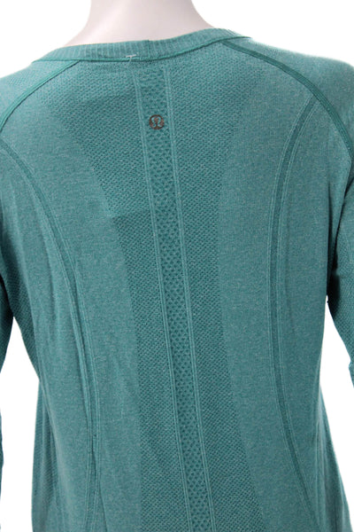 Lululemon Womens Pullover Long Sleeve Crewneck Green Geometric PolyBlend Size S