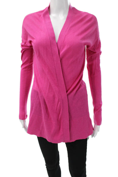 Saks Fifth Avenue Womens Silk V-Neck Cardigan Pink Long Sleeve Size M