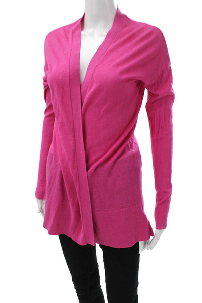 Saks Fifth Avenue Womens Silk V-Neck Cardigan Pink Long Sleeve Size M