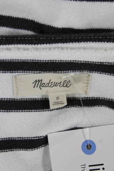 Madewell Womens Striped Cotton Boat Neck 3/4 Sleeve T-Shirt White Size S