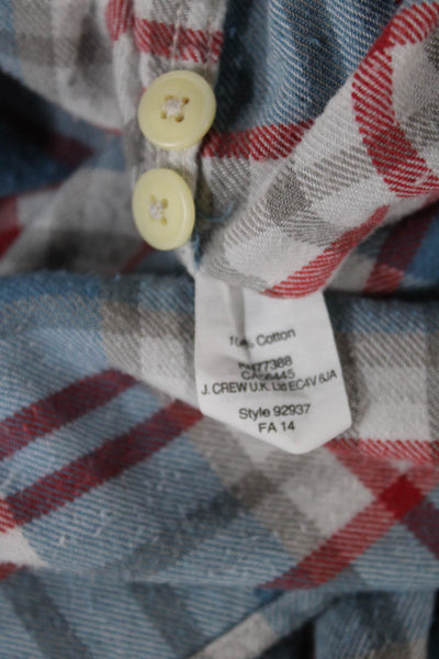 J Crew Women Blue Cotton Plaid Collared Button-Up Long Sleeve Basic Size S