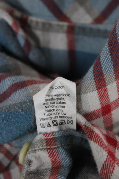 J Crew Women Blue Cotton Plaid Collared Button-Up Long Sleeve Basic Size S