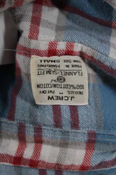 J Crew Women Blue Cotton Plaid Collared Button-Up Long Sleeve Basic Size S