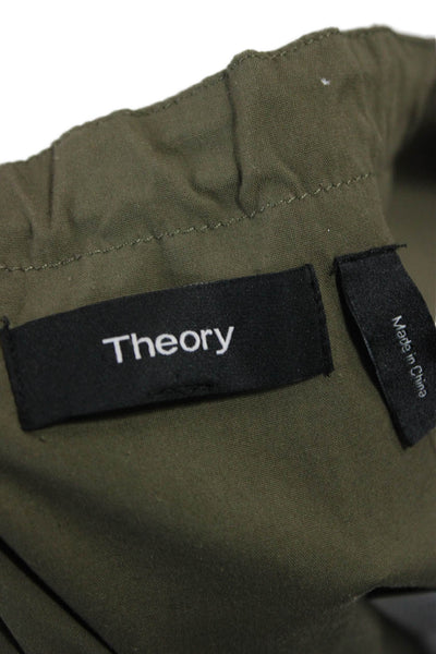 Theory Women Green Cotton Shirt Dress Boat Neck Short Sleeve Knee Length Size S