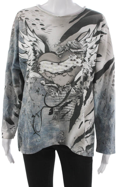 Talk Of The Walk Women Tunic Long Sleeve Animal Print Multi Cotton Size M