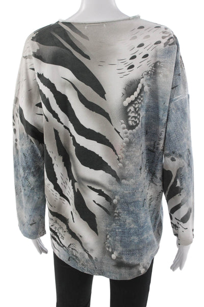 Talk Of The Walk Women Tunic Long Sleeve Animal Print Multi Cotton Size M