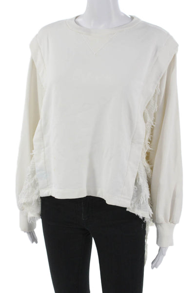 Anthropologie Womens Pullover White Crew Neck Long Sleeve Polyamide Size S