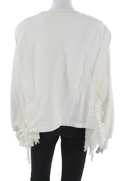Anthropologie Womens Pullover White Crew Neck Long Sleeve Polyamide Size S