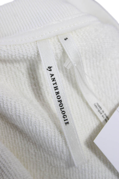 Anthropologie Womens Pullover White Crew Neck Long Sleeve Polyamide Size S