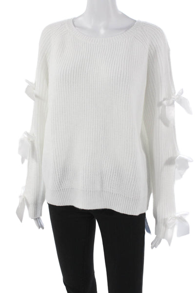 Cupshe Womens Pullover Sweater Crew Neck Long Sleeve White Acrylic Size M