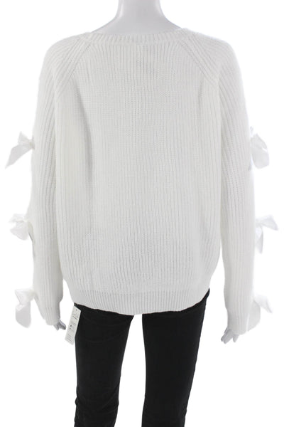 Cupshe Womens Pullover Sweater Crew Neck Long Sleeve White Acrylic Size M