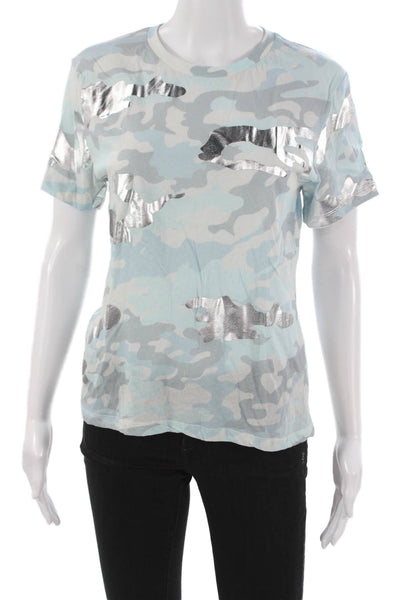Cynthia Rowley Womens Camouflage Crewneck Cotton T-Shirt Short Sleeve Size S