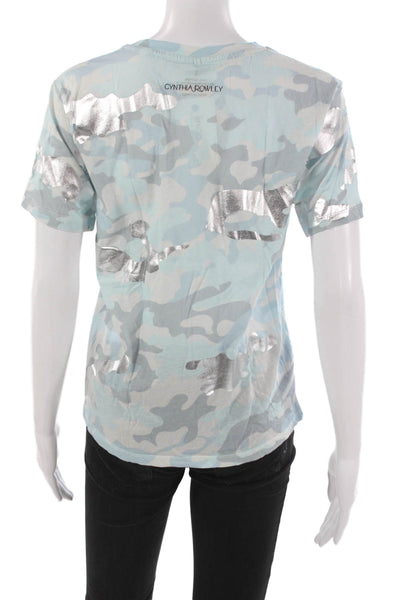 Cynthia Rowley Womens Camouflage Crewneck Cotton T-Shirt Short Sleeve Size S