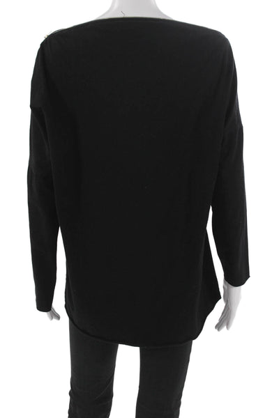 TOV Women Tunic Black Cotton Boat Neck Long Sleeve Size 40
