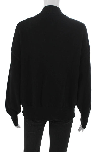 FP Beach Women Black Cotton V-Neck Long Sleeve Cardigan Size S