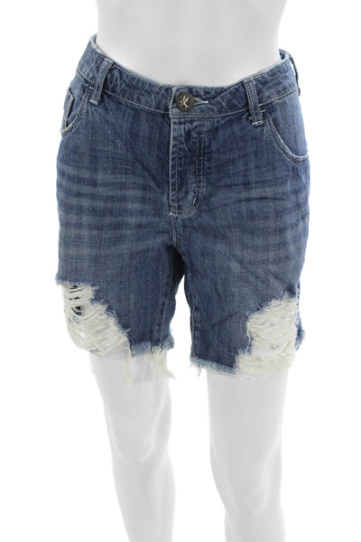 One Teaspoon Womens Cut Off Cotton Blue Shorts Size 28