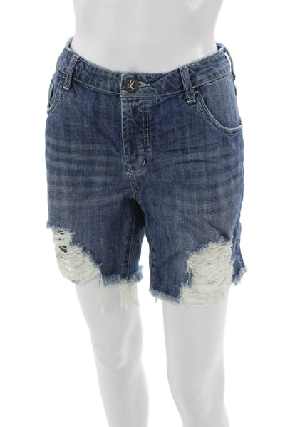 One Teaspoon Womens Cut Off Cotton Blue Shorts Size 28