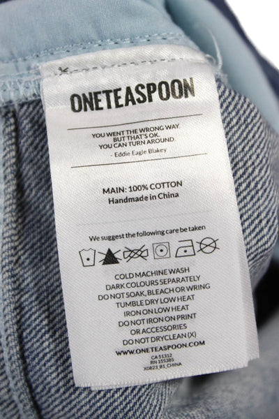One Teaspoon Womens Cut Off Cotton Blue Shorts Size 28