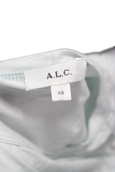 A.L.C. Womens Cropped T-Shirt Blue Cotton Crew Neck Long Sleeve Tie Size XS