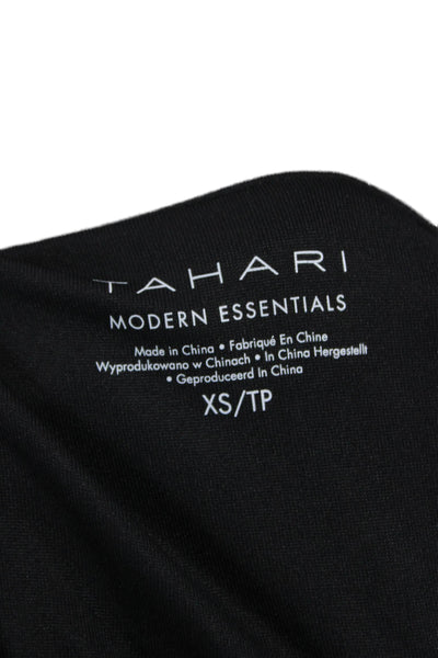 Tahari Women Basic T-Shirt Black Round Neck Short Sleeve 94% Nylon Size XS