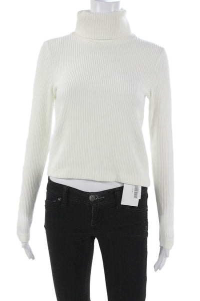 Club Monaco Womens Cropped Turtleneck Striped Viscose Sweater Size XS