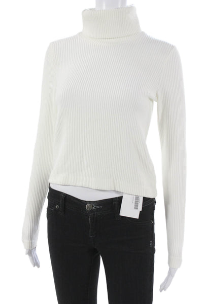Club Monaco Womens Cropped Turtleneck Striped Viscose Sweater Size XS