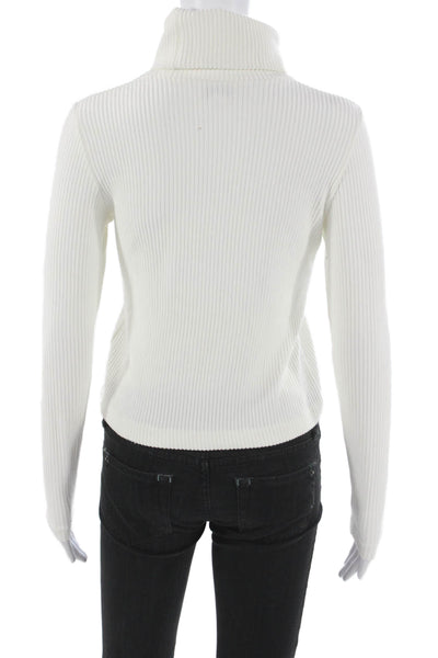 Club Monaco Womens Cropped Turtleneck Striped Viscose Sweater Size XS