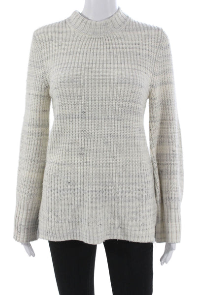 Splendid Womens Cotton Mock Neck Pullover Sweater White Long Sleeve Size XS