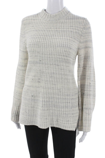 Splendid Womens Cotton Mock Neck Pullover Sweater White Long Sleeve Size XS