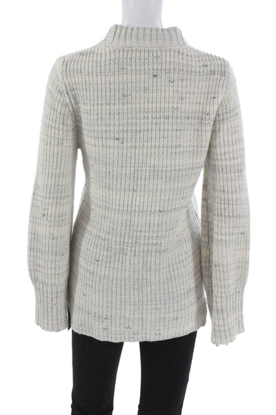 Splendid Womens Cotton Mock Neck Pullover Sweater White Long Sleeve Size XS