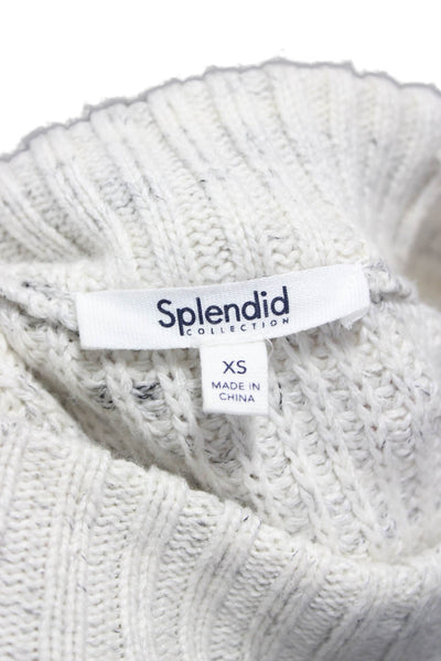 Splendid Womens Cotton Mock Neck Pullover Sweater White Long Sleeve Size XS