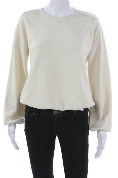 Cable & Gauge Women Pullover Sweatshirt Ivory Polyester Crew Neck Size XS