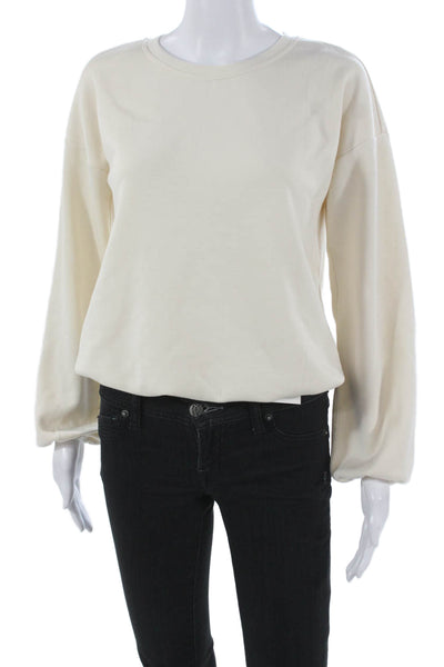 Cable & Gauge Women Pullover Sweatshirt Ivory Polyester Crew Neck Size XS