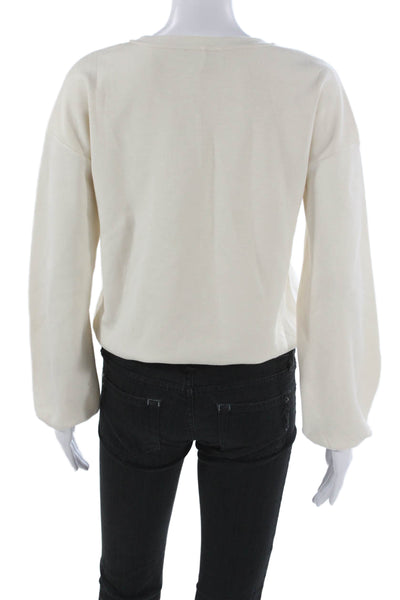 Cable & Gauge Women Pullover Sweatshirt Ivory Polyester Crew Neck Size XS