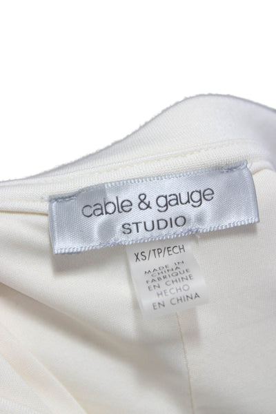 Cable & Gauge Women Pullover Sweatshirt Ivory Polyester Crew Neck Size XS