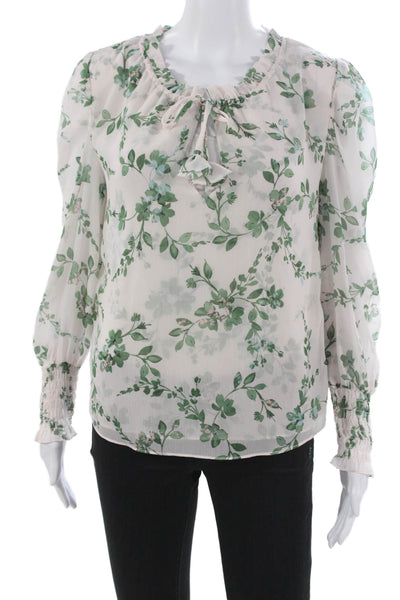 Misa Womens Floral Multi-Color Blouse Long Sleeve Round Neck Polyester Size XS