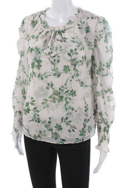 Misa Womens Floral Multi-Color Blouse Long Sleeve Round Neck Polyester Size XS
