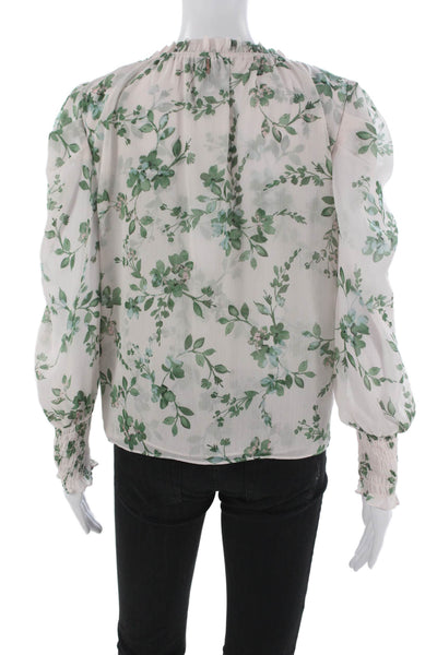 Misa Womens Floral Multi-Color Blouse Long Sleeve Round Neck Polyester Size XS