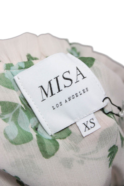 Misa Womens Floral Multi-Color Blouse Long Sleeve Round Neck Polyester Size XS