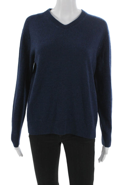 Raffi Mens Blue V-Neck Pullover Merino Wool Size L