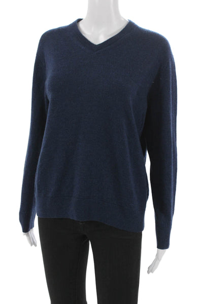 Raffi Mens Blue V-Neck Pullover Merino Wool Size L