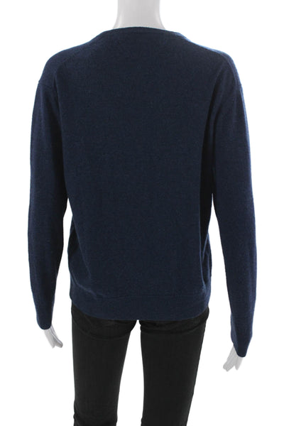 Raffi Mens Blue V-Neck Pullover Merino Wool Size L