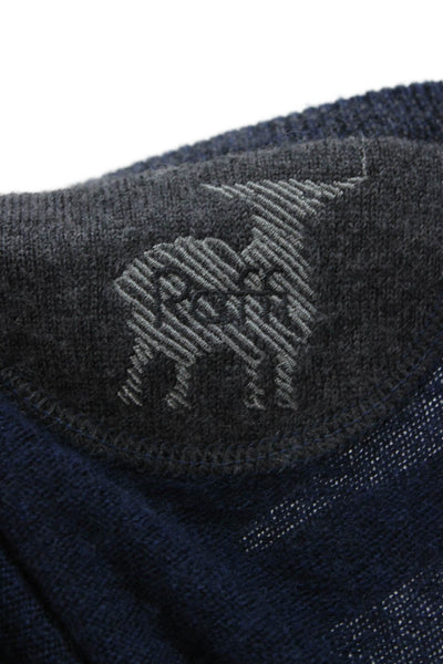 Raffi Mens Blue V-Neck Pullover Merino Wool Size L