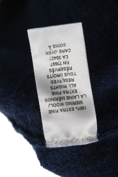 Raffi Mens Blue V-Neck Pullover Merino Wool Size L
