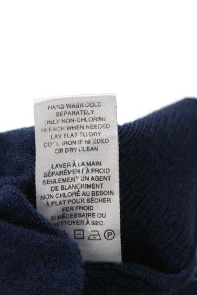 Raffi Mens Blue V-Neck Pullover Merino Wool Size L
