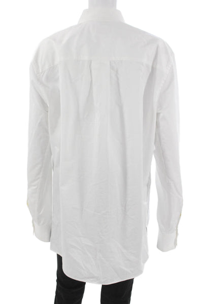 Zara Mens White Cotton Collared Solid Button Up Long Sleeve Shirt Size S
