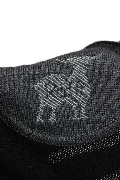 Raffi Mens V-Neck Merino Wool Pullover Sweater Black Long Sleeve Size L