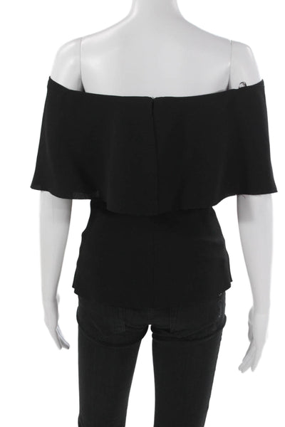 Reiss Women Blouse Black Off the Shoulder Polyester Blend Zip Size S